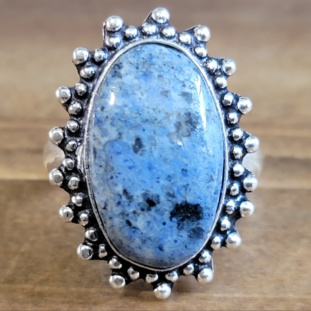 Vintage Blue and Silver Women's Ring